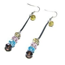 捷芮儿合金水晶耳坠 闪亮流苏五色水晶串珠，点燃MM的璀璨魅力